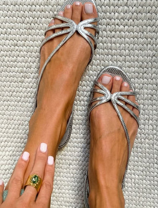 Ginevra Golden Sandals - Silver