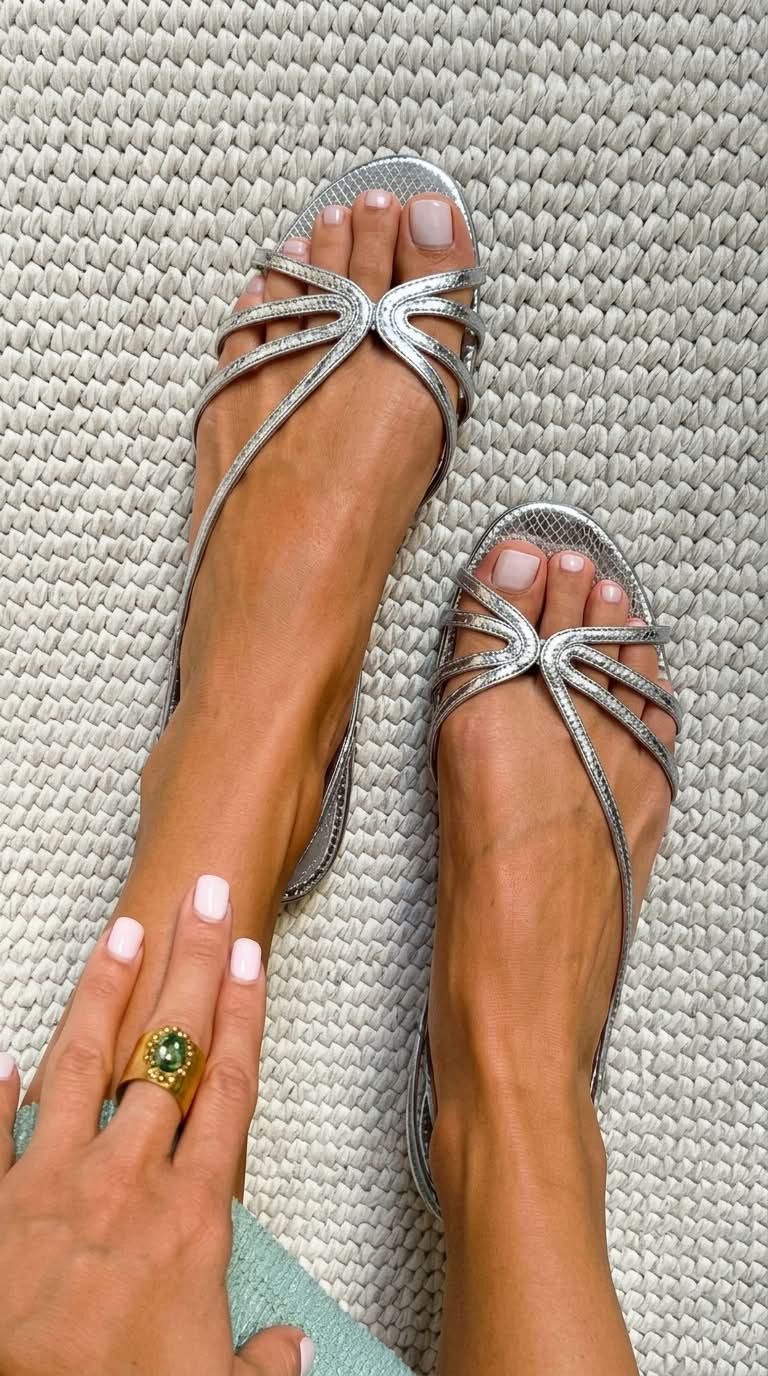Ginevra Golden Sandals - Silver