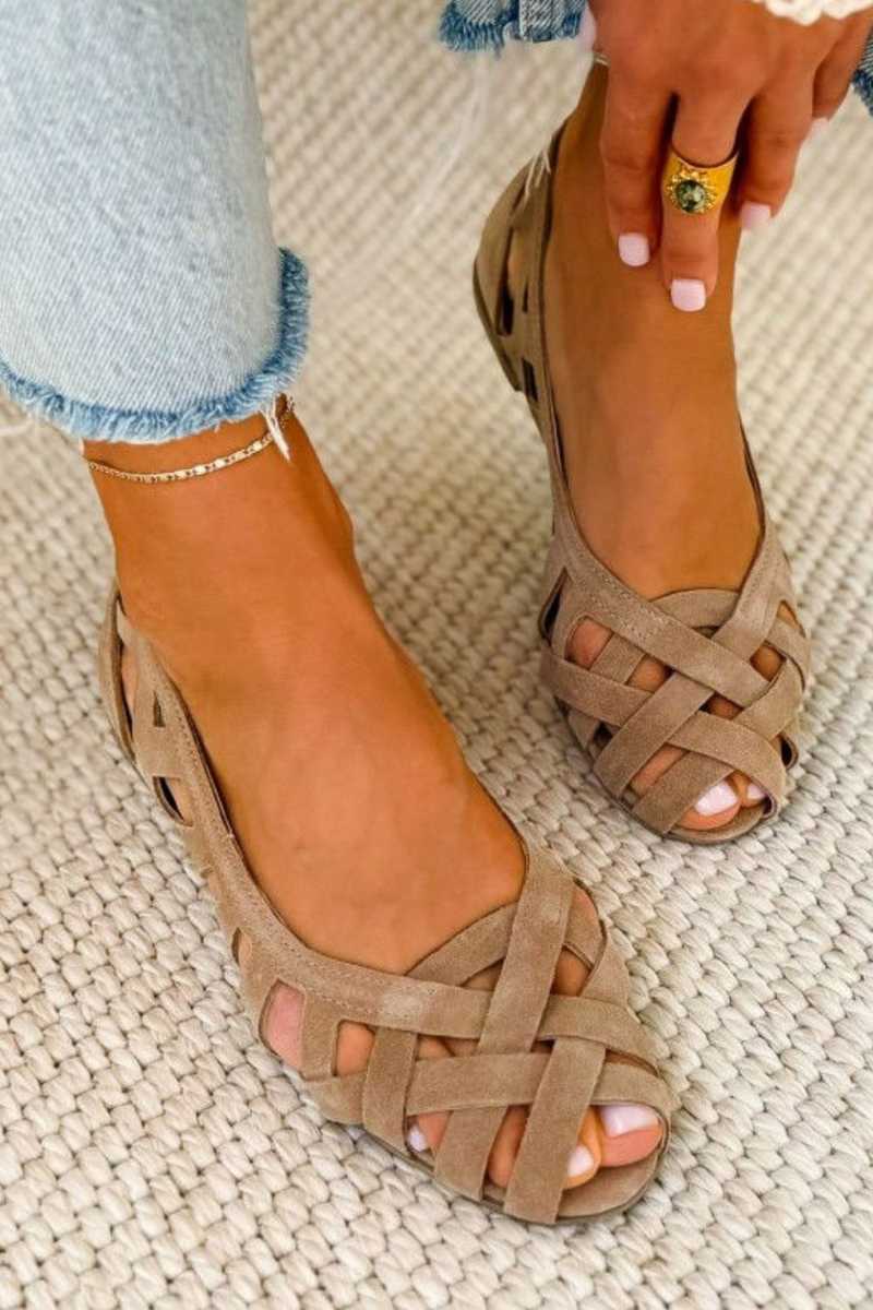 Caterina Braided Summer Sandals - Beige