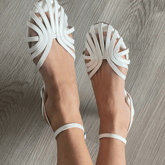 Vittoria Jewelled Flat Sandals - White