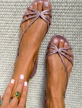 Ginevra Golden Sandals - Pink