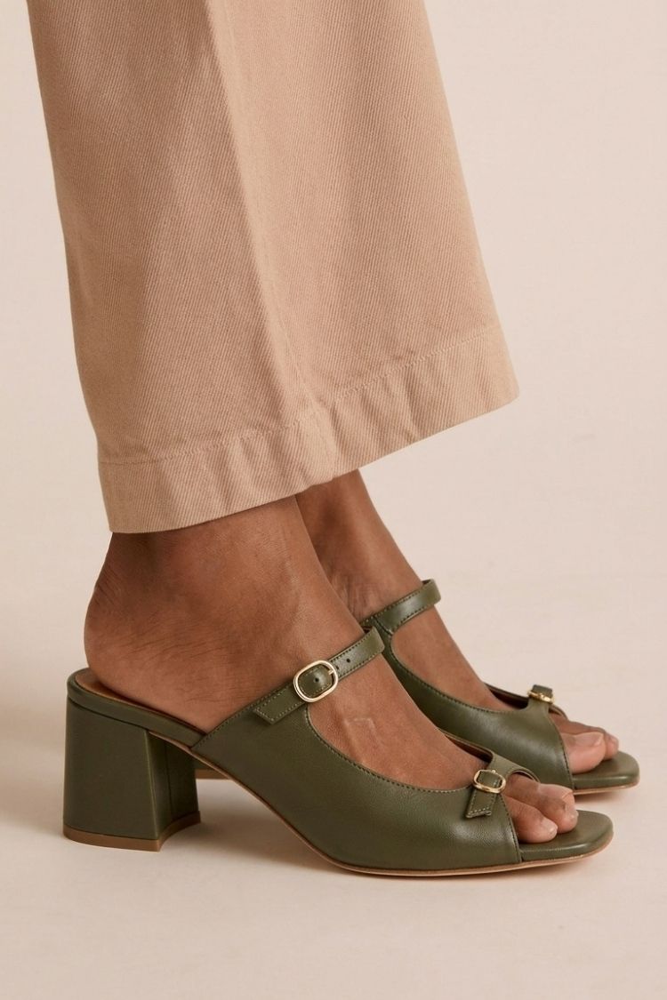 Valentina Riviera Heeled Comfort Sandals - Military Green