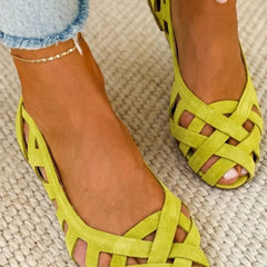 Caterina Braided Summer Sandals - Neon Green