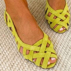 Intrecciati Colourful Woven Sandals - Neon Green