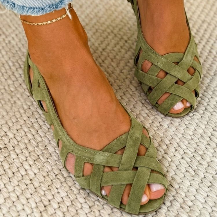 Intrecciati Colourful Woven Sandals - Olive