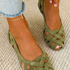 Caterina Braided Summer Sandals - Olive