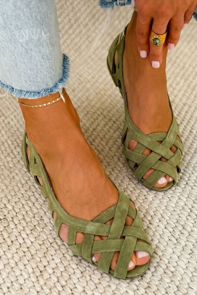 Caterina Braided Summer Sandals - Olive