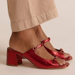 Valentina Riviera Heeled Comfort Sandals - Dark Red