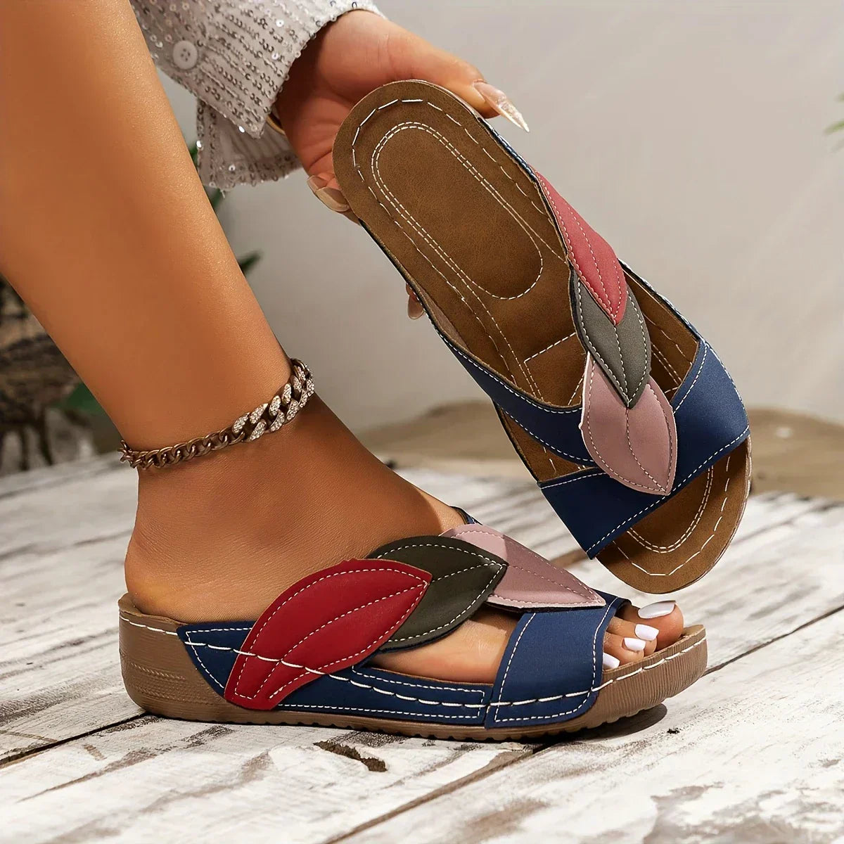 Odette Slip-On Comfort Sandals - Blue