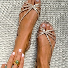 Ginevra Golden Sandals - Beige