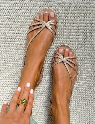 Ginevra Golden Sandals - Beige