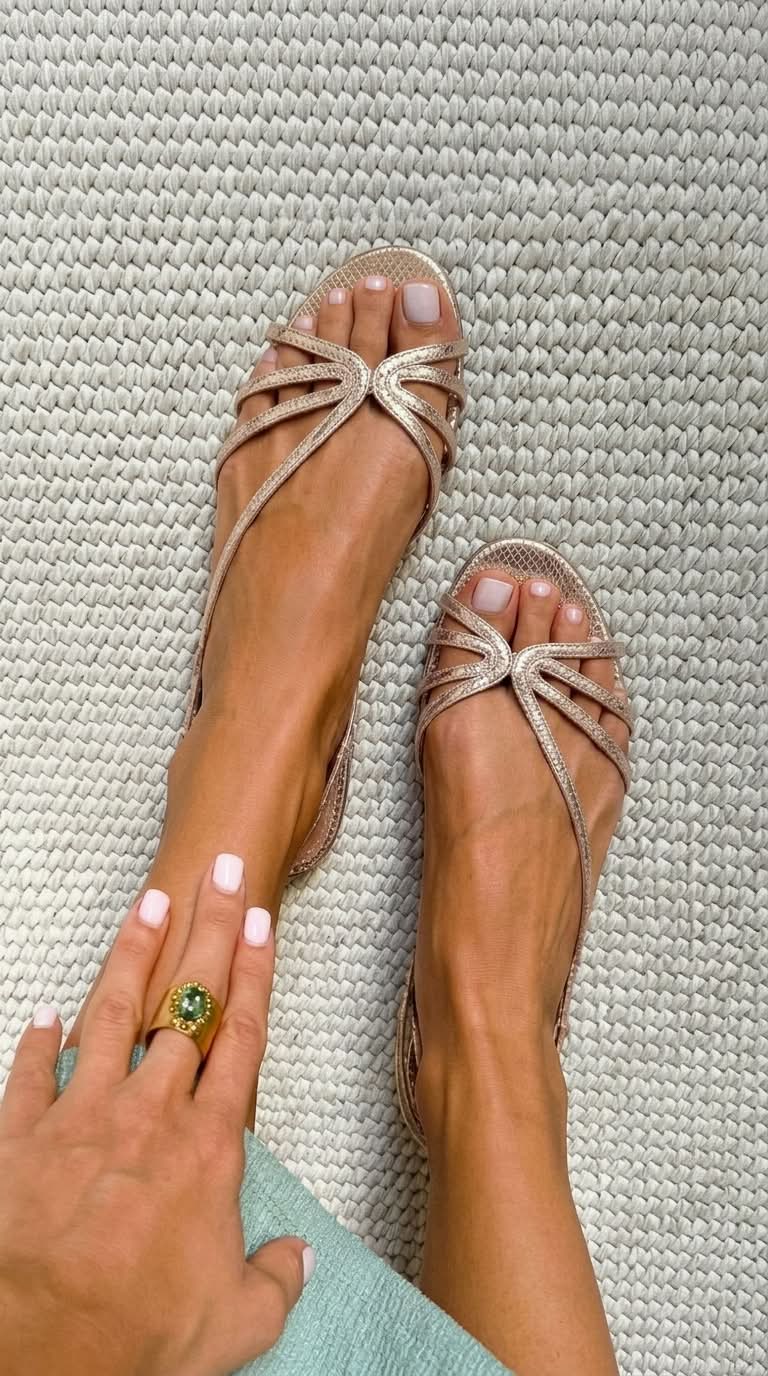 Ginevra Golden Sandals - Beige