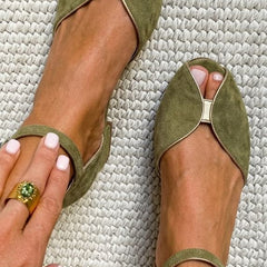 Olivia Suede Comfort Sandals - Sage Green