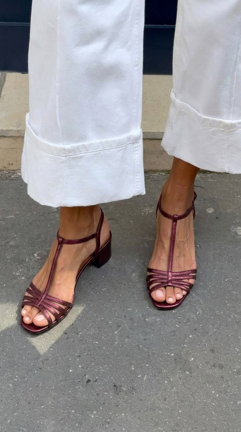 Allegra Square-Heel Sandals - Burgundy