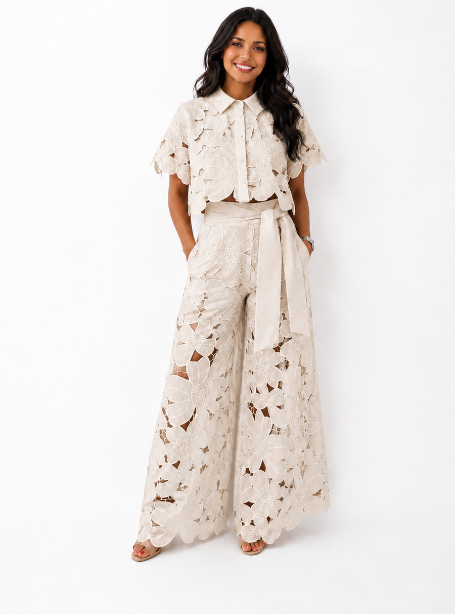 Isabela Two-Piece Set - Cream Beige