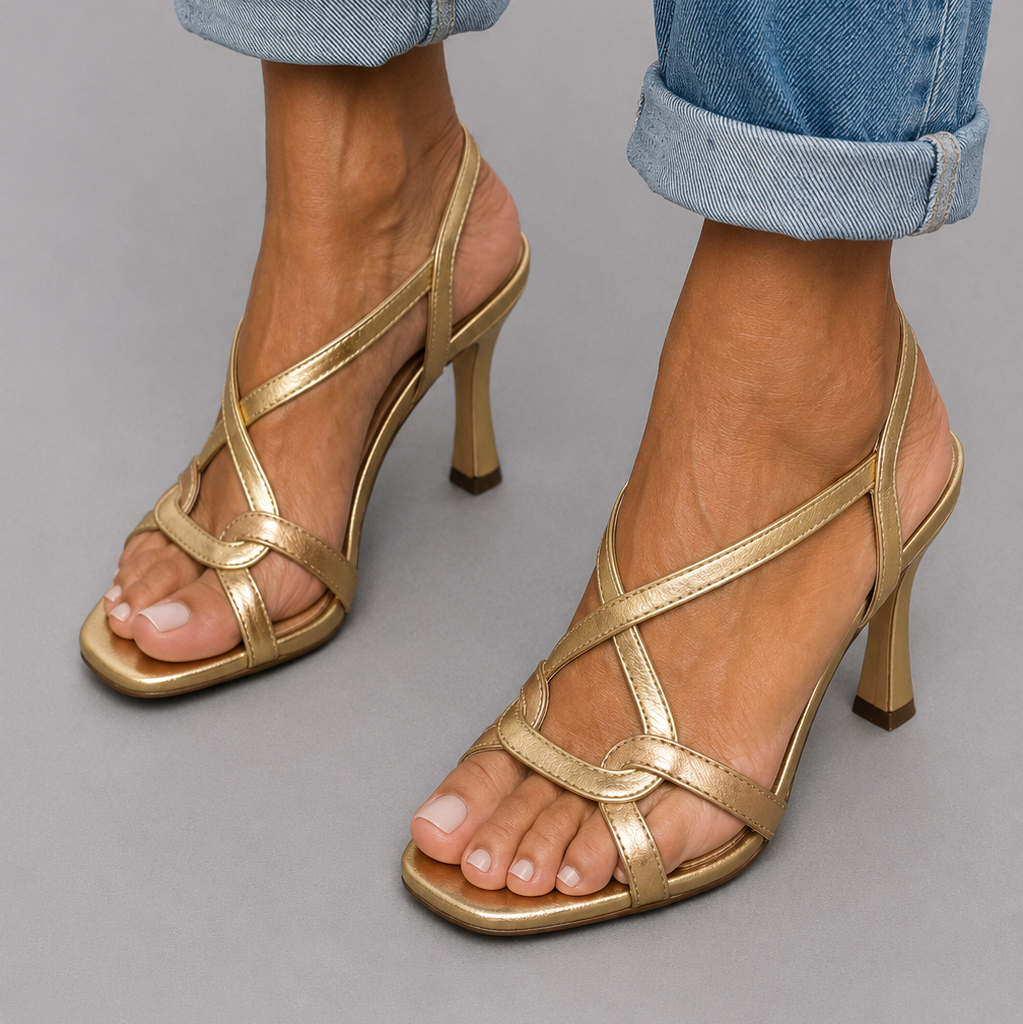 Elisabetta Gold Strappy Heels - main