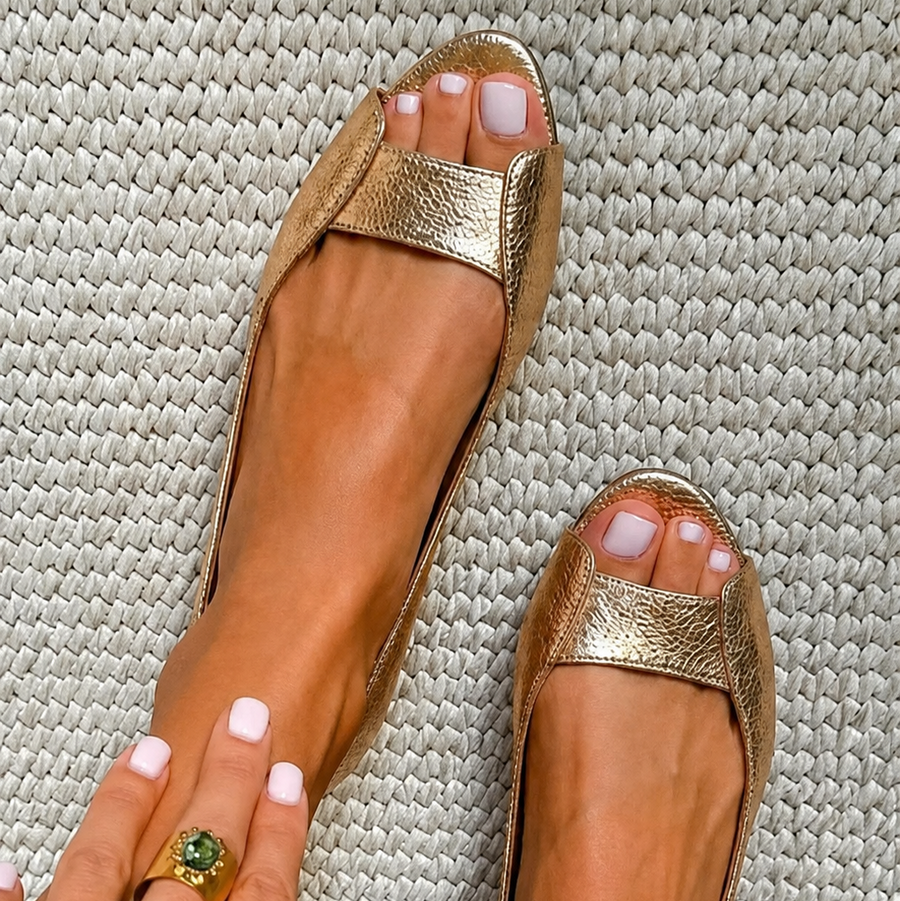 Adelina Chic Golden Sandals - Gold