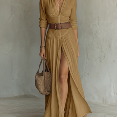 Pamela Long Maxi Dress - Brown