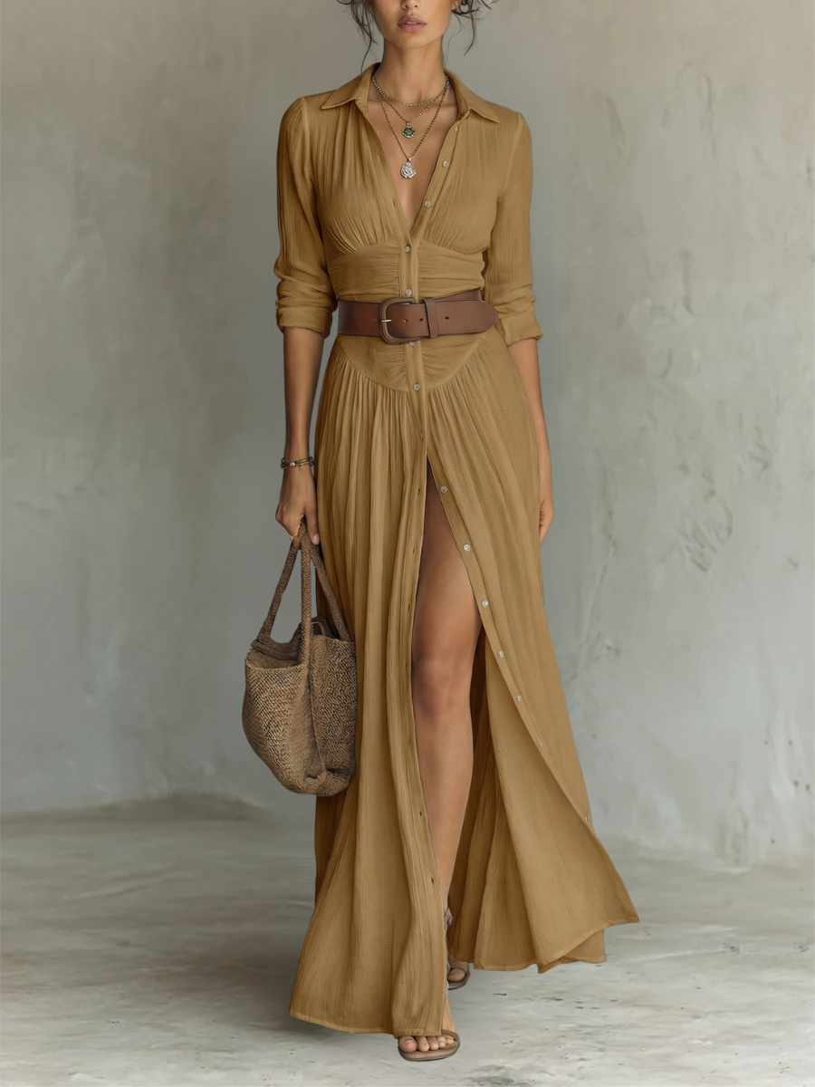 Pamela Long Maxi Dress - Brown