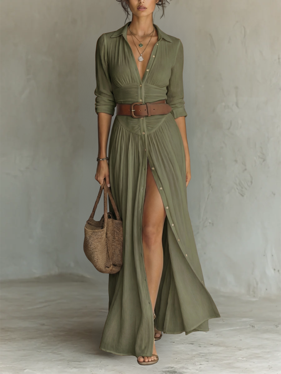 Pamela Long Maxi Dress - Green
