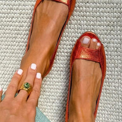 Adelina Chic Golden Sandals - Orange