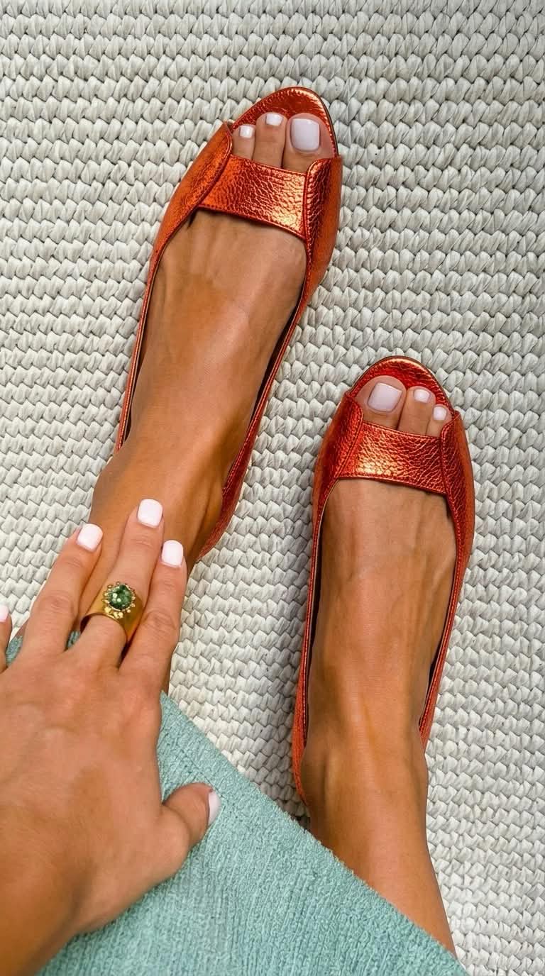 Adelina Chic Golden Sandals - Orange