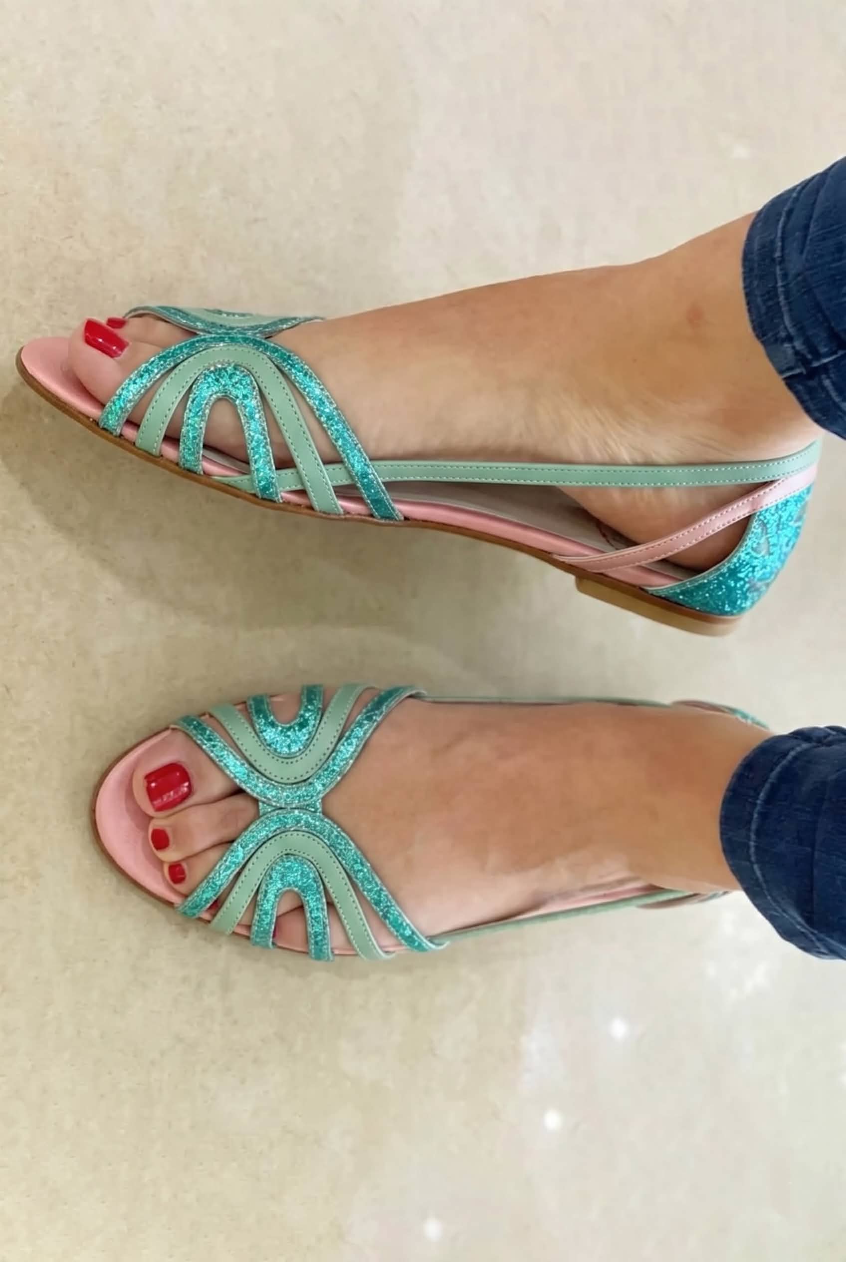 Eleonora Golden Light Sandals - Teal