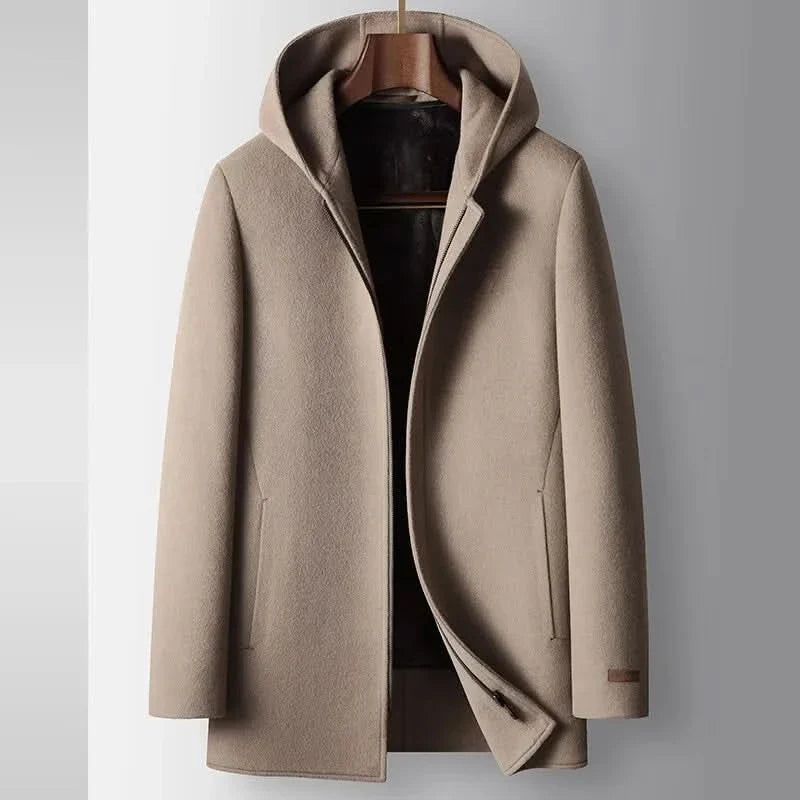 100% WOOLEN HOODED COAT