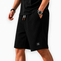 Bermuda Waffle Knit Capri Shorts - Black