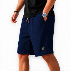 Bermuda Waffle Knit Capri Shorts - Navy Blue