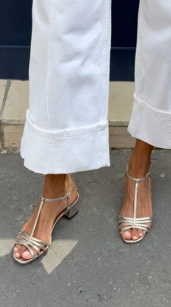 Allegra Square-Heel Sandals - Silver