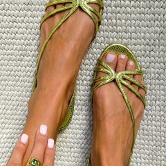 Ginevra Golden Sandals - Green