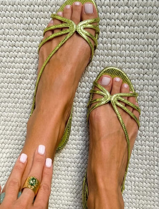 Ginevra Golden Sandals - Green
