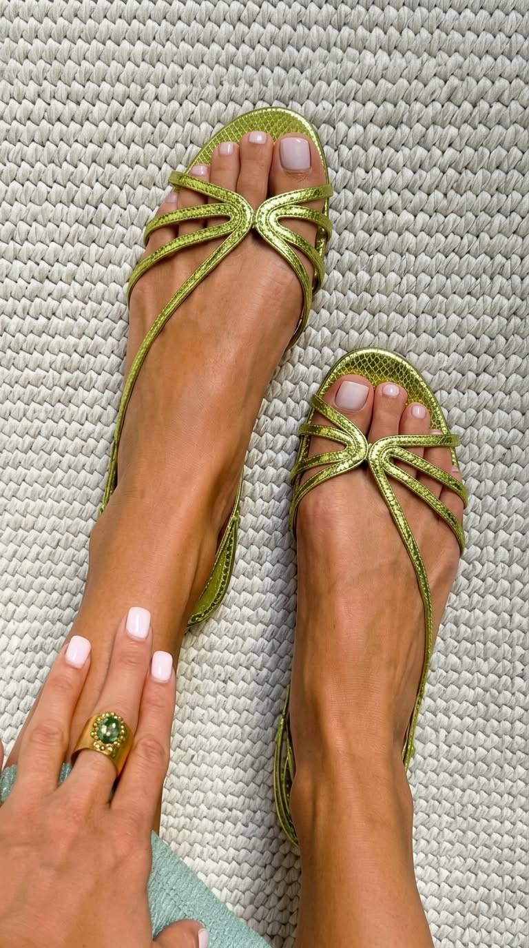 Ginevra Golden Sandals - Green