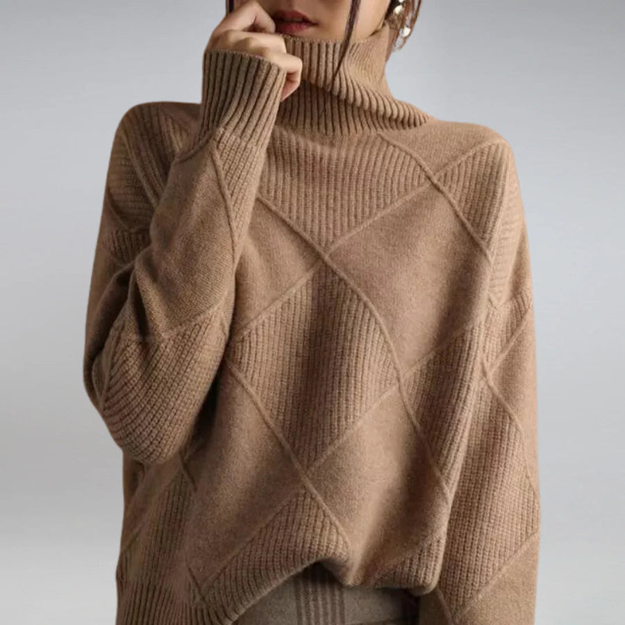 Calvetta - Argyle Turtleneck Jumper Office And Weekend Wear — view 2 of 8