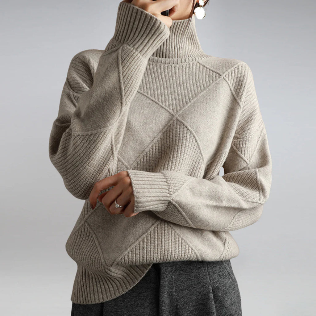 Calvetta - Argyle Turtleneck Jumper Office And Weekend Wear — view 3 of 8
