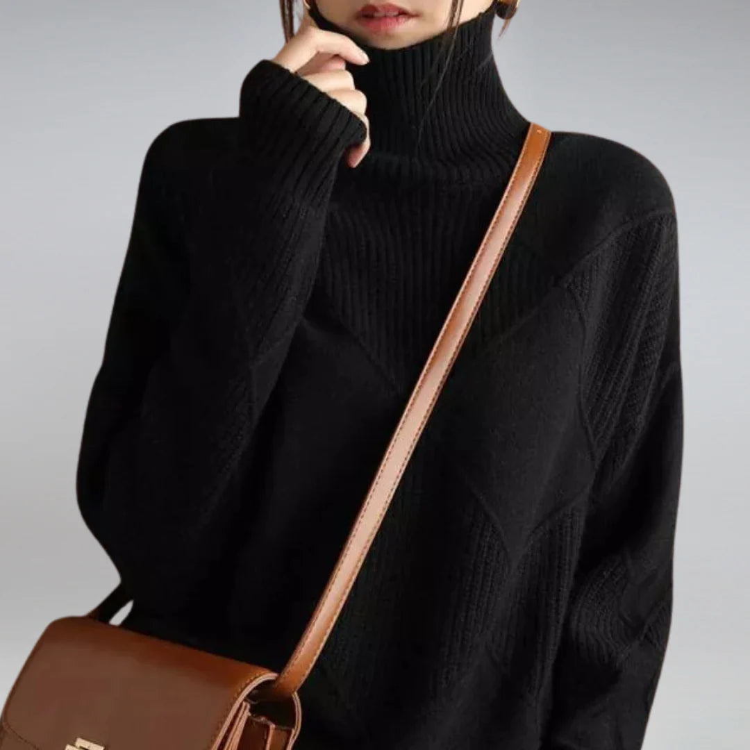Calvetta - Argyle Turtleneck Jumper Office And Weekend Wear — view 4 of 8
