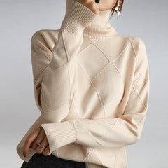 Calvetta - Argyle Turtleneck Jumper Office And Weekend Wear — view 5 of 8