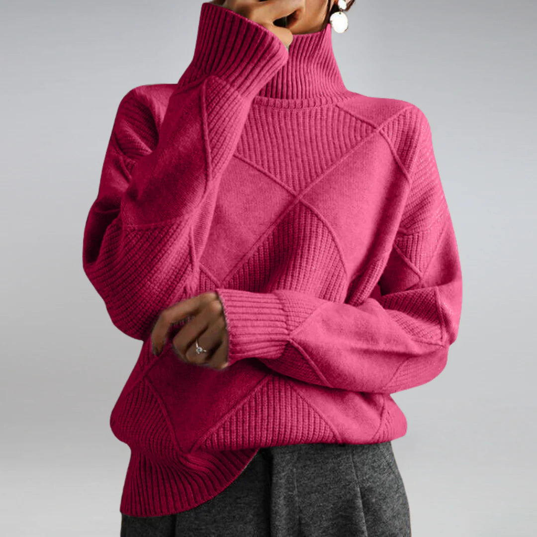 Calvetta - Argyle Turtleneck Jumper Office And Weekend Wear — view 6 of 8