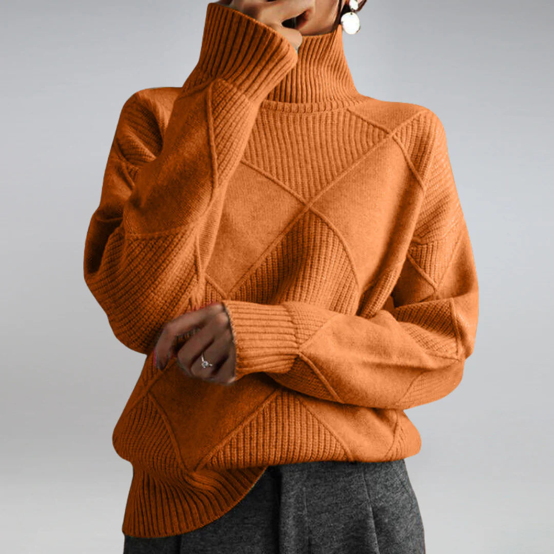 Calvetta - Argyle Turtleneck Jumper Office And Weekend Wear — view 7 of 8