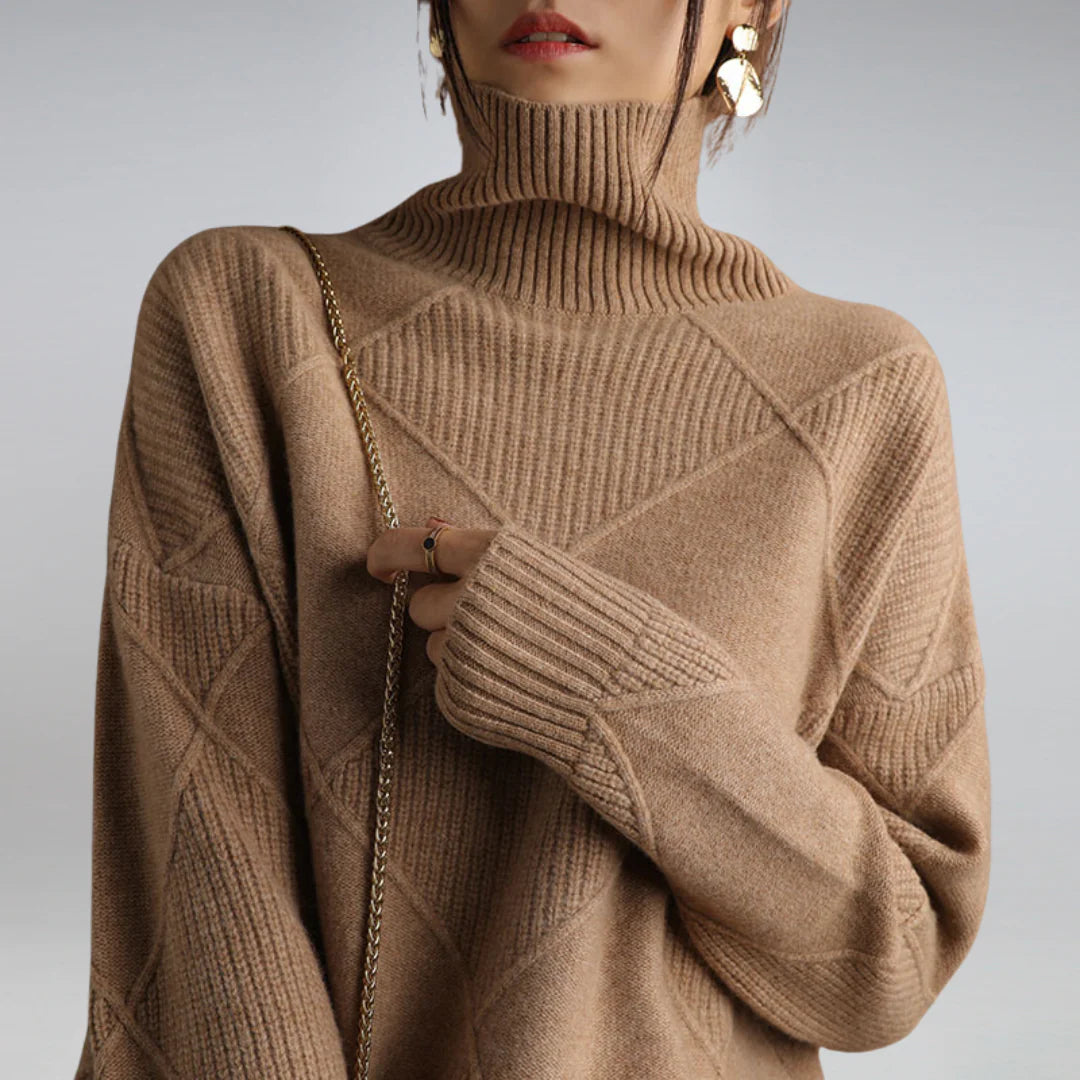 Calvetta - Argyle Turtleneck Jumper Office And Weekend Wear — view 8 of 8