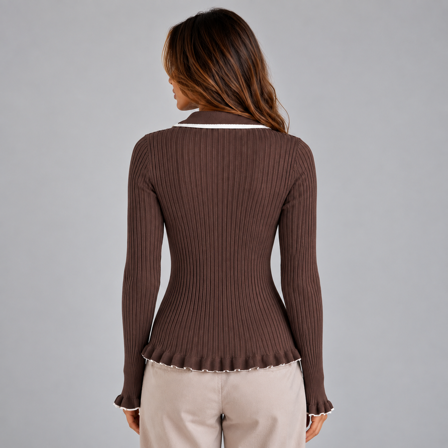 Calyra - Ribbed Knit Top For Smart Casual Days — view 2 of 5