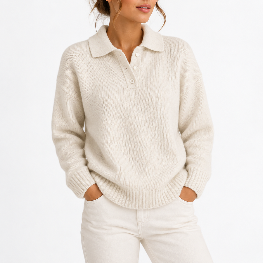 Colvane - Knit Polo Collar Sweater Everyday Casual Wear