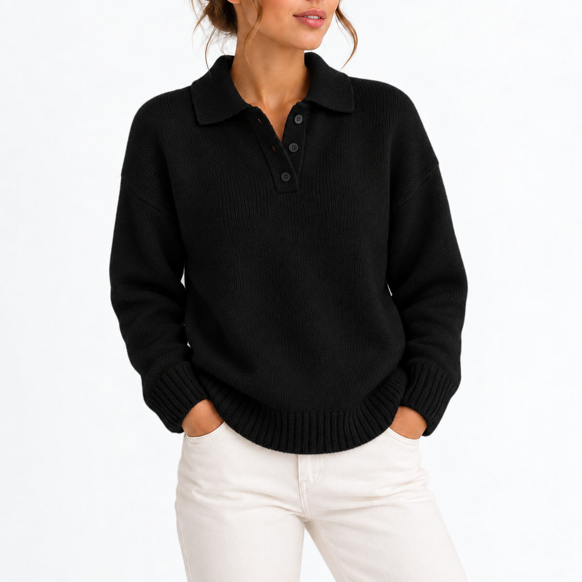 Colvane - Knit Polo Collar Sweater Everyday Casual Wear — view 2 of 9