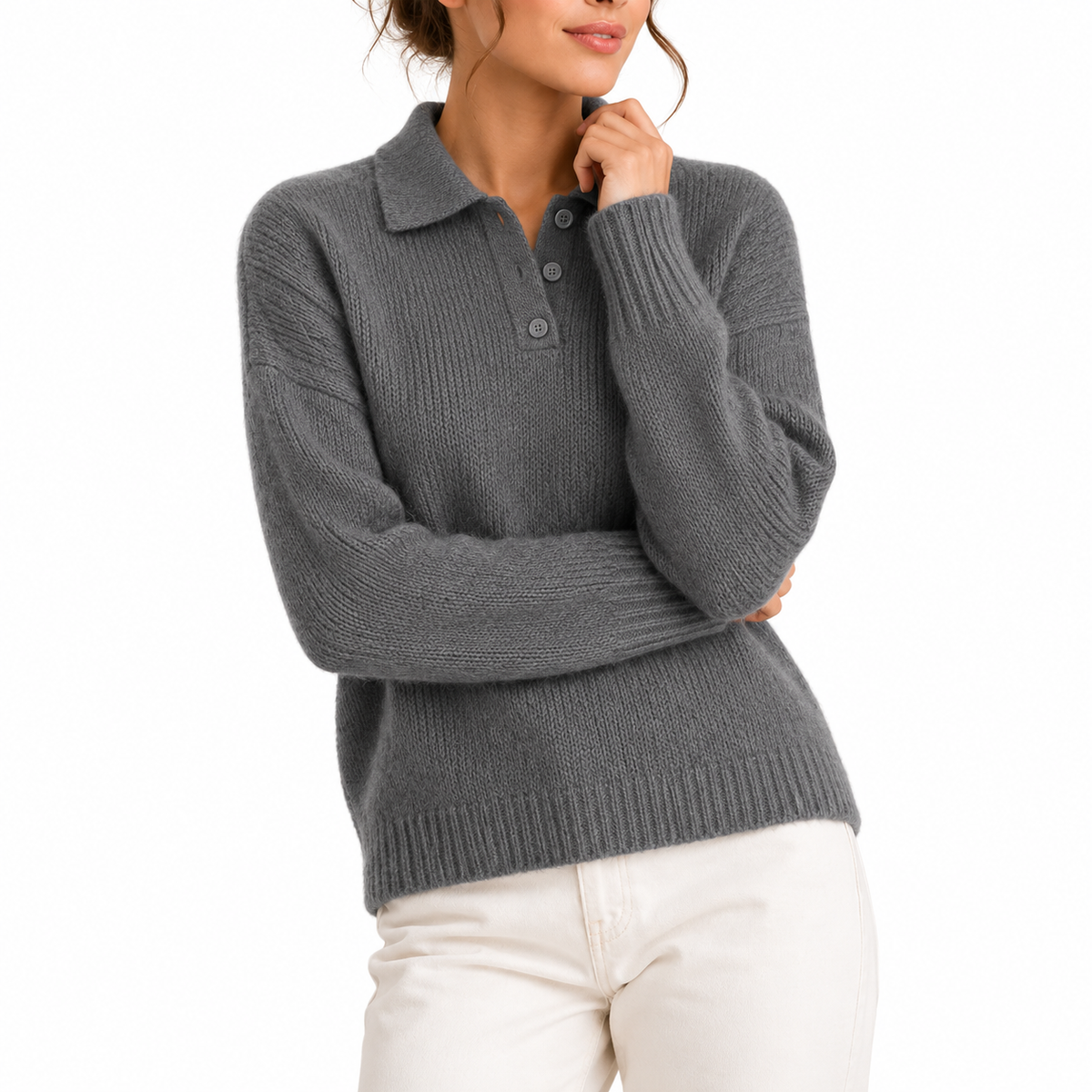 Colvane - Knit Polo Collar Sweater Everyday Casual Wear — view 4 of 9