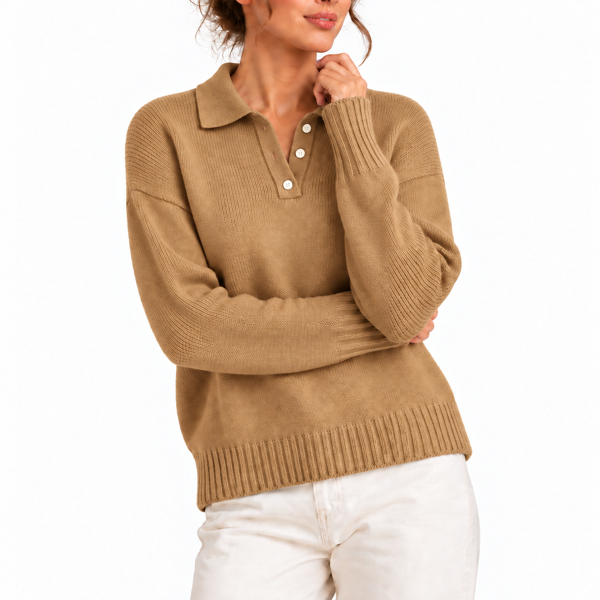 Colvane - Knit Polo Collar Sweater Everyday Casual Wear — view 8 of 9