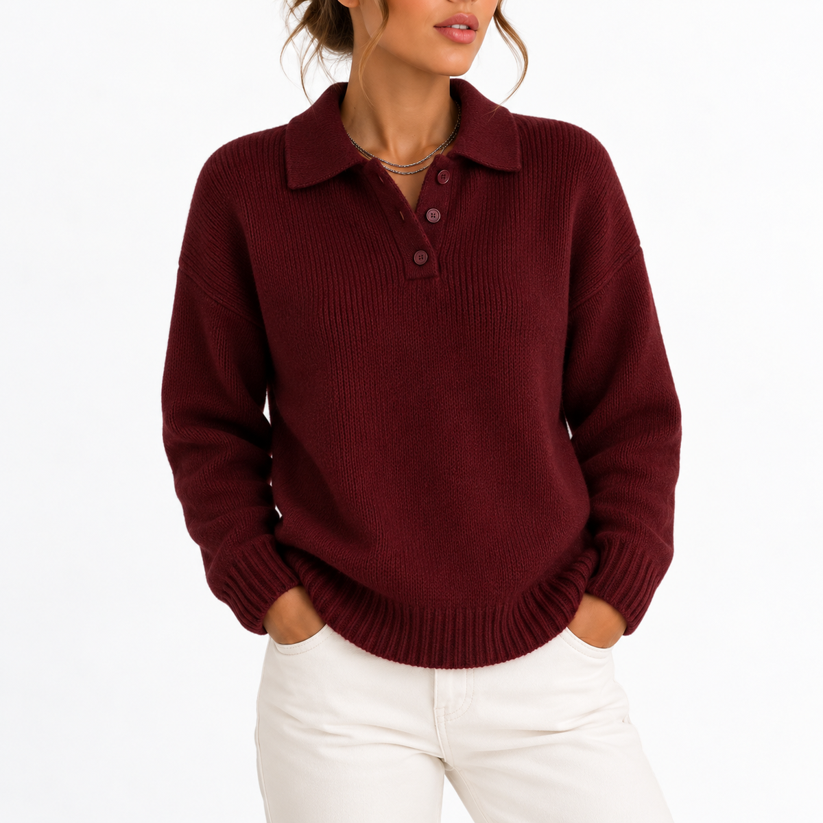 Colvane - Knit Polo Collar Sweater Everyday Casual Wear — view 9 of 9