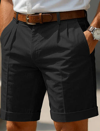 Joshua Pleated Chino Shorts - Black