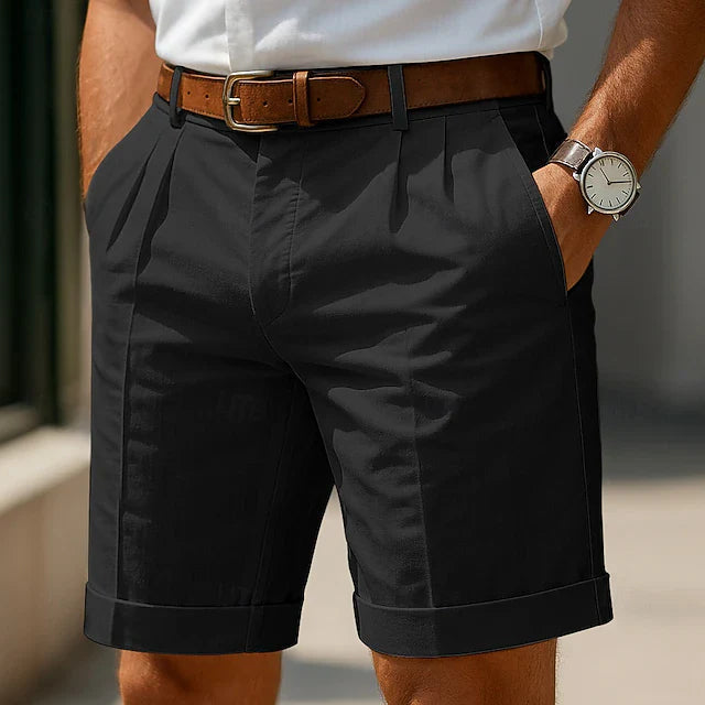 Joshua Pleated Chino Shorts - Black