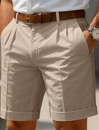 Joshua Pleated Chino Shorts - Beige